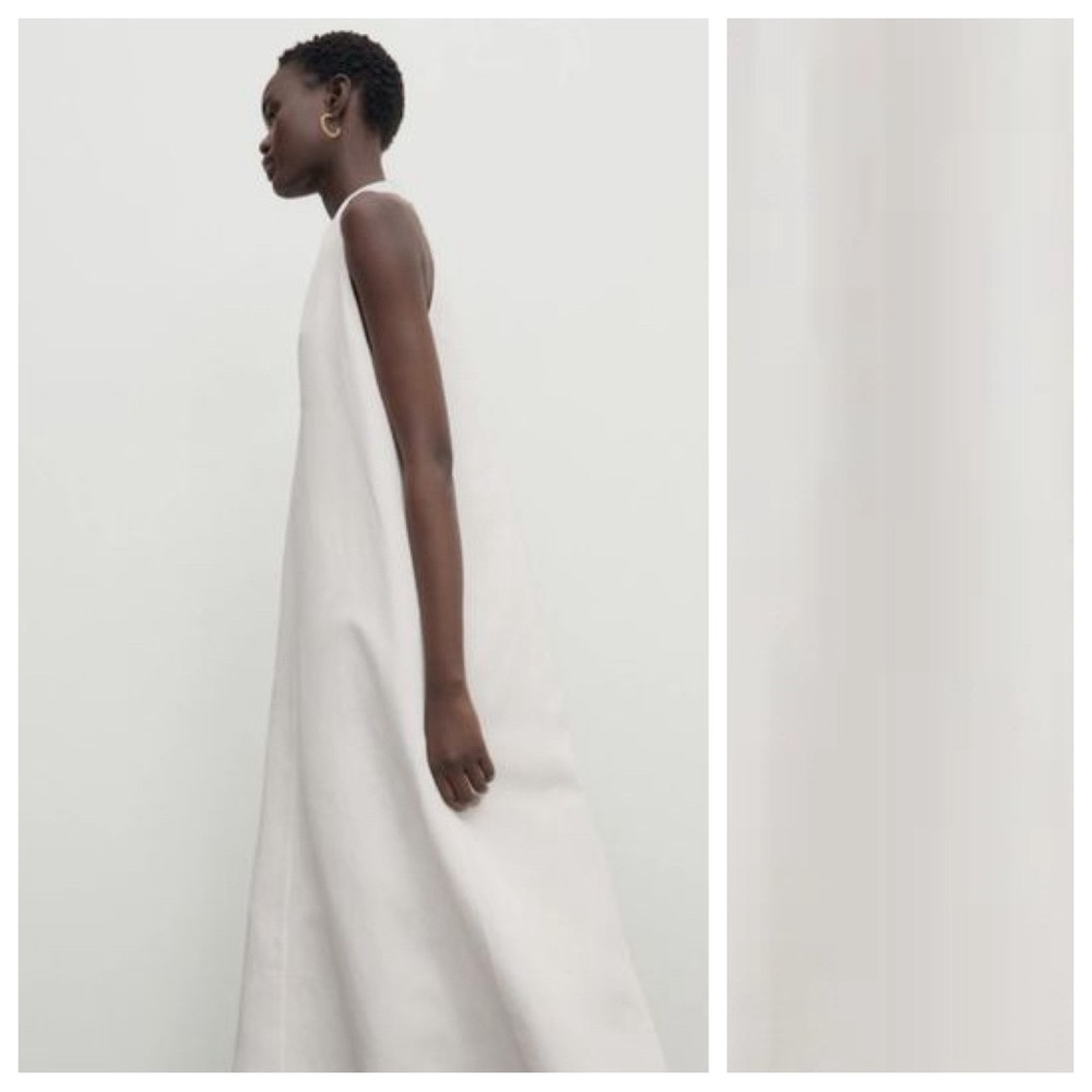 NWT. Massimo Dutti White Midi Dress with Criss-Cross Detail at the Back. Size S. - Picture 3 of 12
